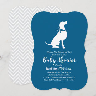 Weimaraner Dog Baby Shower Boy Blue Invitation