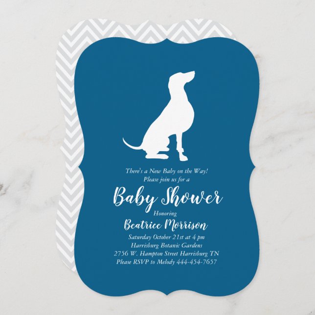 Weimaraner Dog Baby Shower Boy Blue Invitation (Front/Back)