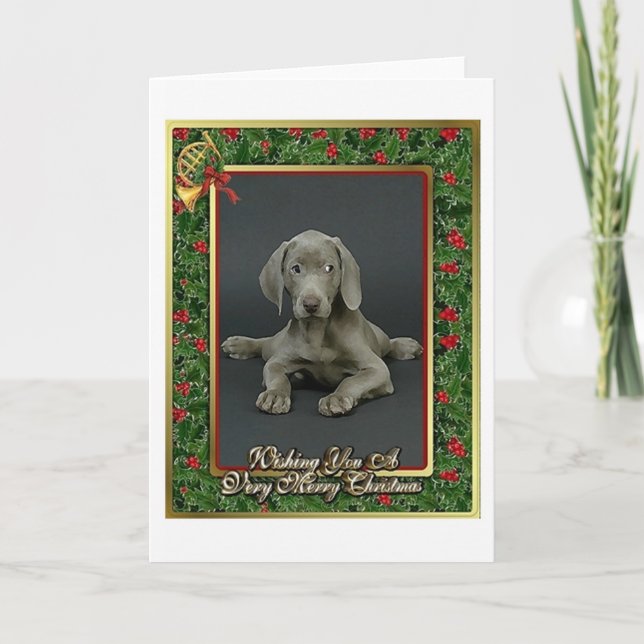 Weimaraner Dog Blank Christmas Card (Front)