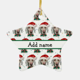 Weimaraner Dog Breed Christmas Stars Ceramic Tree Decoration