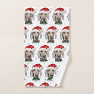 Weimaraner Dog Breed Christmas Stars Hand Towel