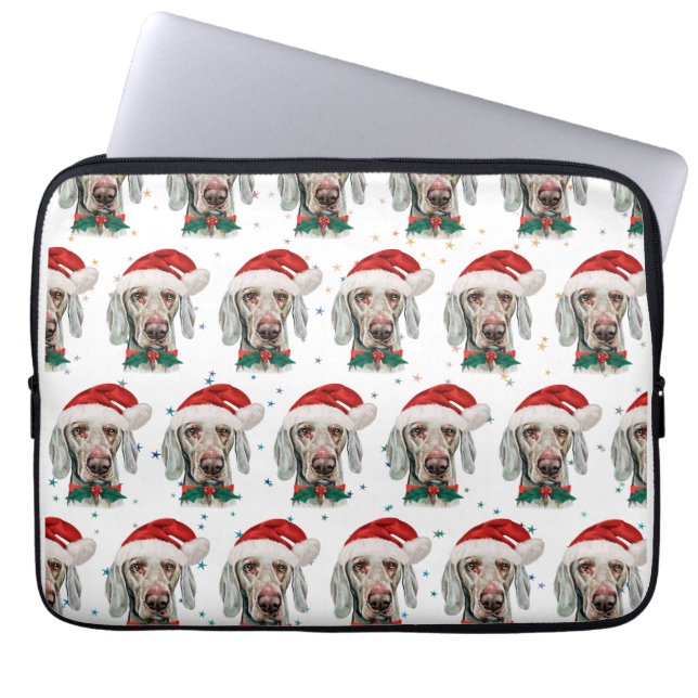 Weimaraner Dog Breed Christmas Stars Laptop Sleeve (Front)