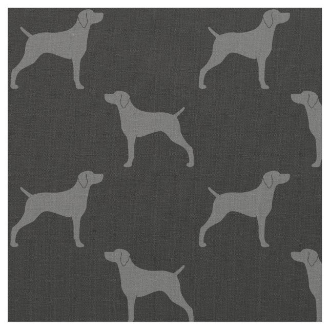 Weimaraner Dog Breed Silhouettes Patterned Fabric (Close Up)