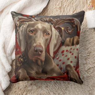 Weimaraner Dog Christmas Festive Cushion