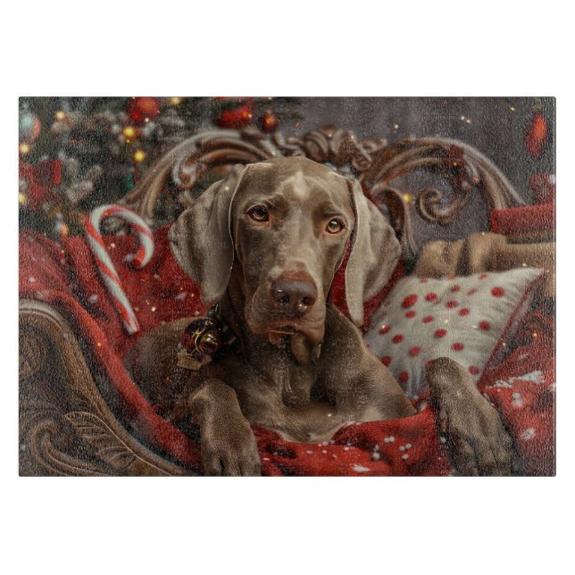 Weimaraner Dog Christmas Festive Cutting Board (Front)