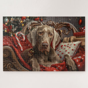 Weimaraner Dog Christmas Festive Jigsaw Puzzle