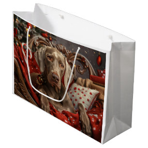 Weimaraner Dog Christmas Festive Large Gift Bag