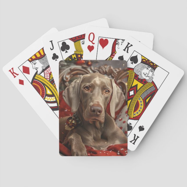 Weimaraner Dog Christmas Festive Playing Cards (Back)