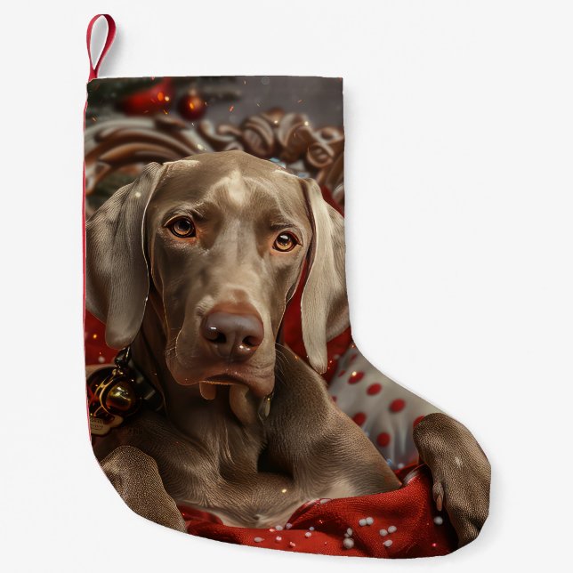 Weimaraner Dog Christmas Festive Small Christmas Stocking (Front)