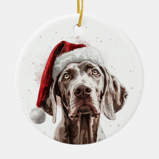 Weimaraner Dog Christmas Personalized Ceramic Tree Decoration (Front)