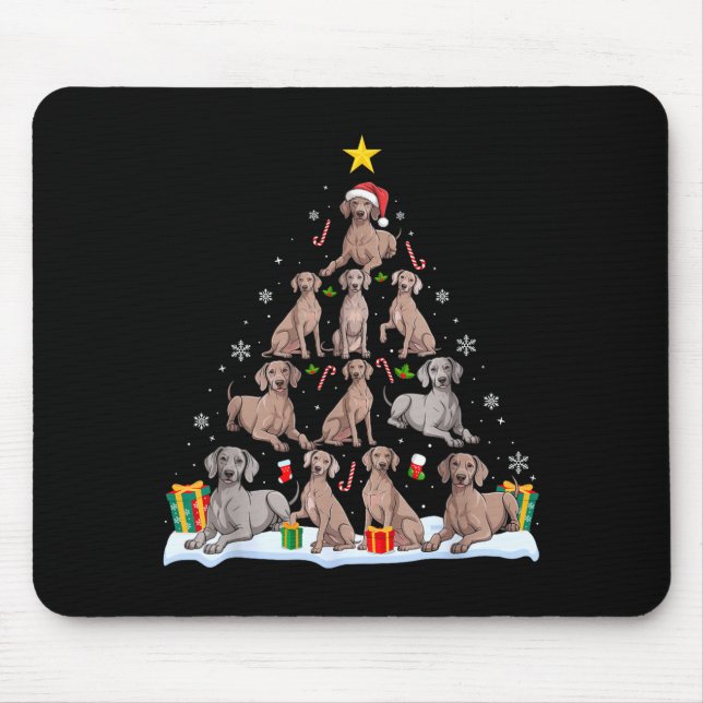 Weimaraner Dog Christmas Tree Xmas Pet Dogs Lover  Mouse Mat (Front)