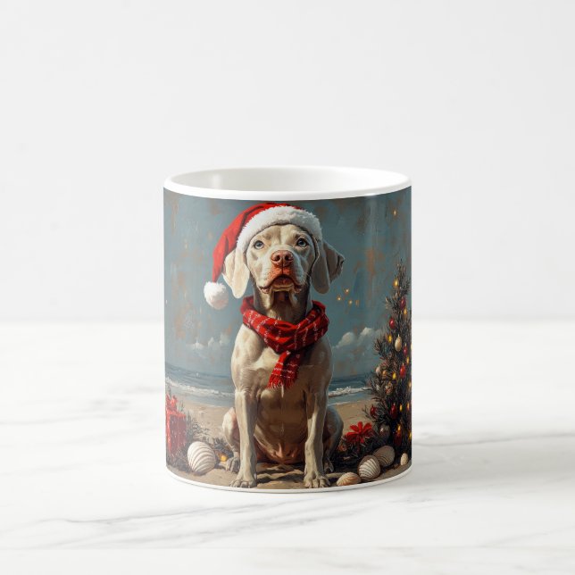 Weimaraner Dog Christmas Vintage Beach  Coffee Mug (Center)
