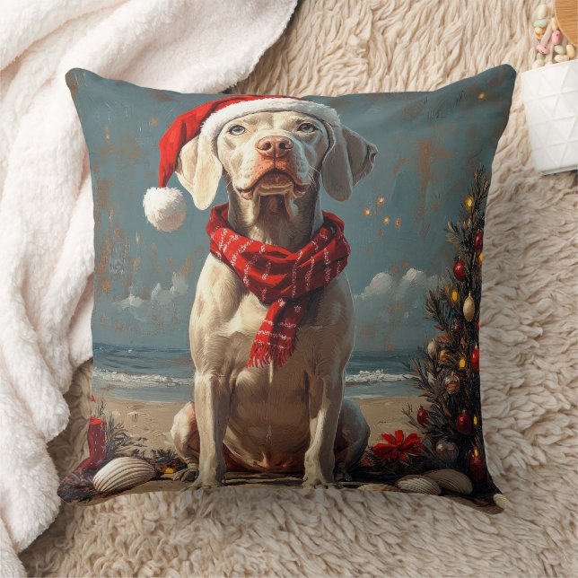 Weimaraner Dog Christmas Vintage Beach  Cushion (Blanket)