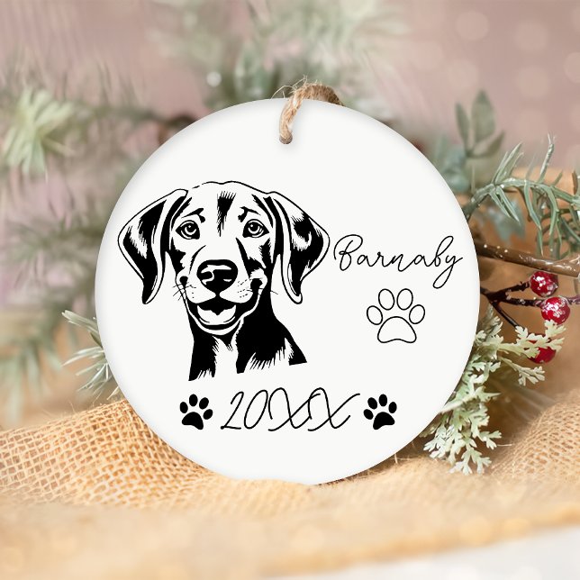 Weimaraner Dog Custom Name & Year Ceramic Tree Decoration (Creator Uploaded)