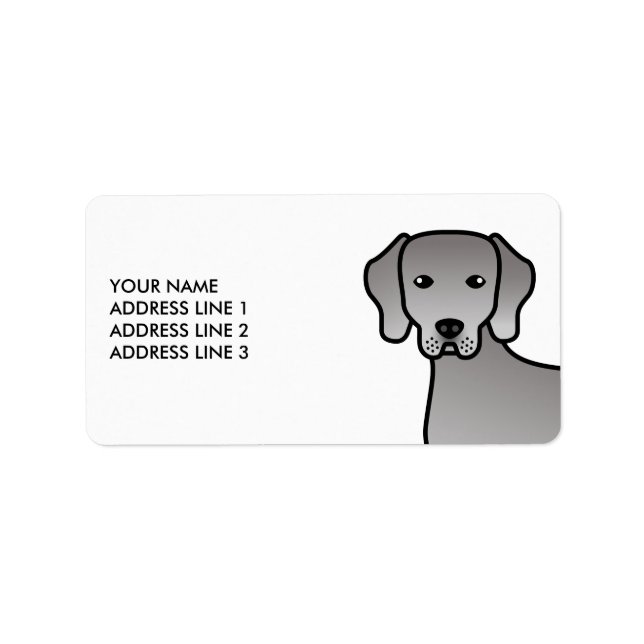 Weimaraner Dog Cute Cartoon Drawing & Custom Text Label (Front)