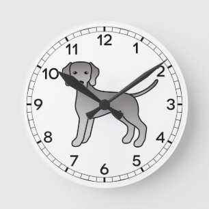 Weimaraner Dog Cute Cartoon Illustration Round Clock