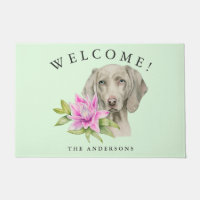 Weimaraner Dog Floral Welcome Family