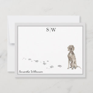Weimaraner Dog Grey Border Monogram Personalised Card
