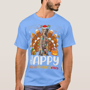 Weimaraner Dog Halloween Christmas Happy Hallothan T-Shirt