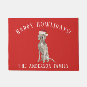 Weimaraner Dog Happy Howlidays Christmas Doormat