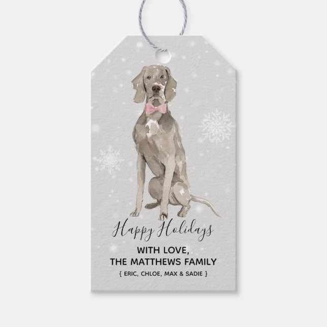 Weimaraner Dog Holiday Christmas Gift Tags (Front)