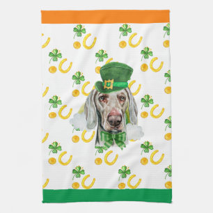 Weimaraner Dog Holiday Home Decor St Patricks Day Tea Towel