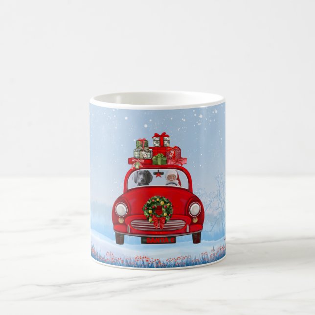 Weimaraner Dog In Car With Santa Claus Coffee Mug (Center)