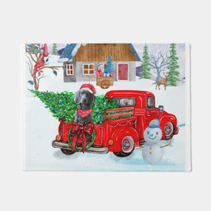 Weimaraner Dog In Christmas Delivery Truck Snow  Doormat