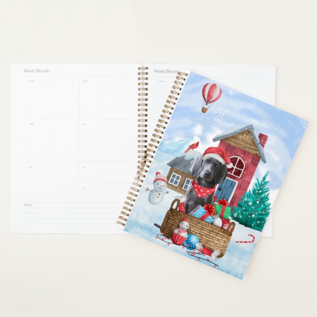 Weimaraner Dog In snow Christmas Dog House Planner (Display)