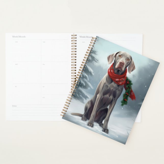 Weimaraner Dog in Snow Christmas Planner (Display)