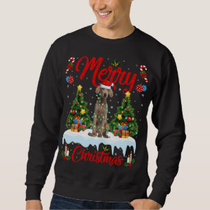 Weimaraner Dog Lights Xmas Tree Santa Weimaraner C Sweatshirt