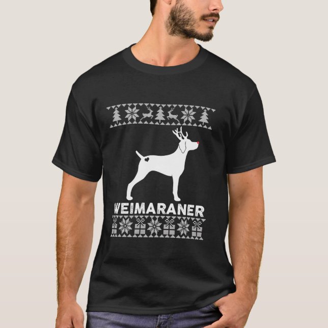 Weimaraner Dog Lover Xmas Reindeer Ugly Christmas  T-Shirt (Front)