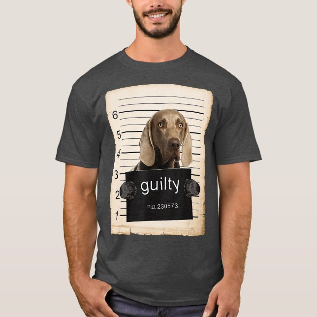 Weimaraner Dog mug shot bad dog T-Shirt (Front)