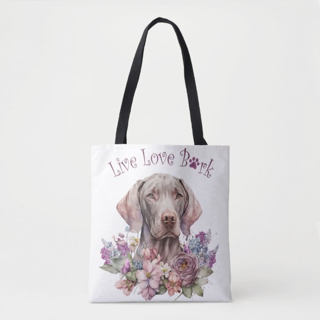 Weimaraner Dog Mum Floral Tote Bag (Front)