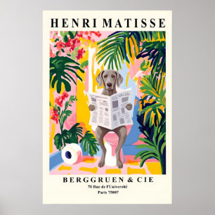 Weimaraner Dog On a Toilet Art Print - Cute