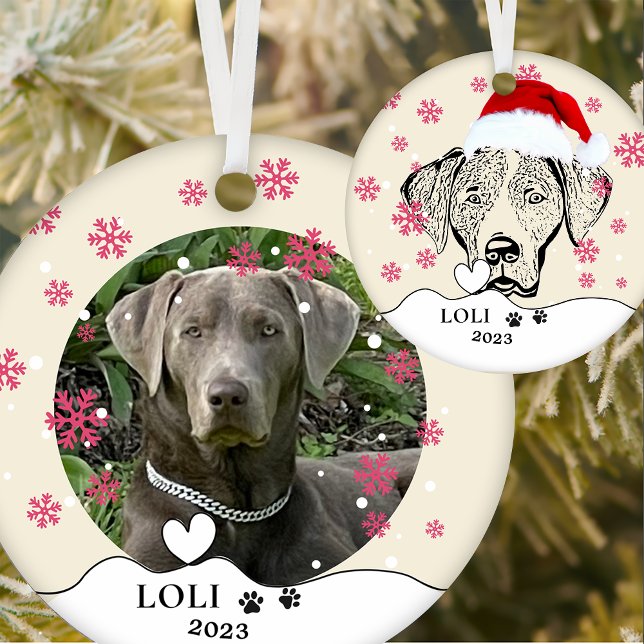 Weimaraner Dog Personalised Hand Drawing Ceramic Tree Decoration (Creator Uploaded)