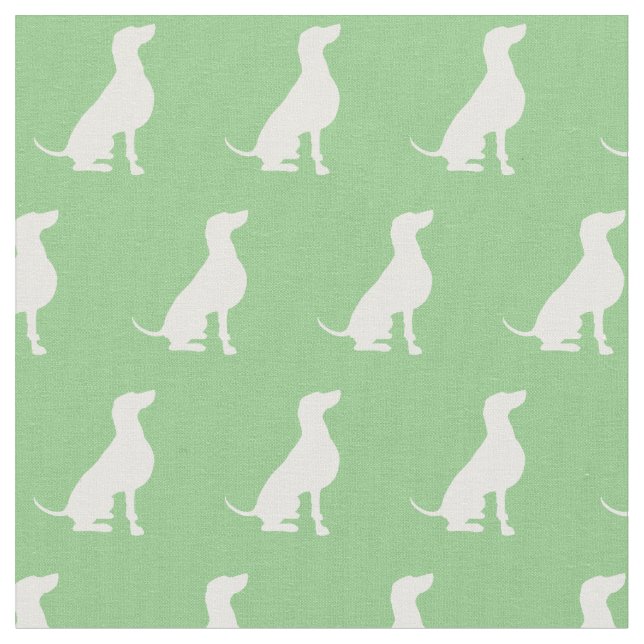 Weimaraner Dog Silhouette Pet Sage Green Fabric (Close Up)