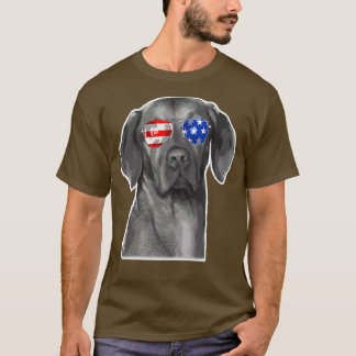 Weimaraner Dog Sunglasses Flag  T-Shirt