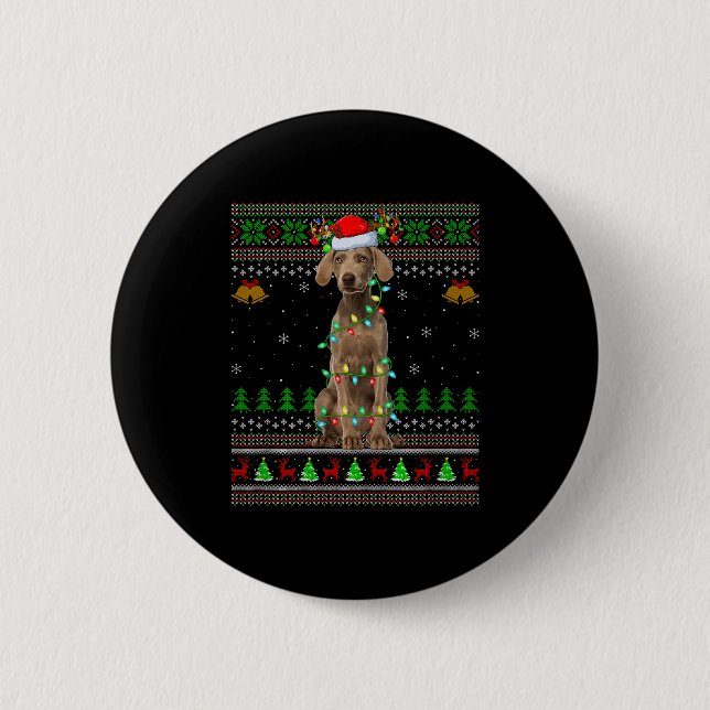 Weimaraner Dog Ugly Christmas Sweaters Holiday San 6 Cm Round Badge (Front)