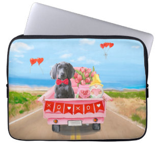 Weimaraner Dog Valentine's Day Truck Hearts Laptop Sleeve