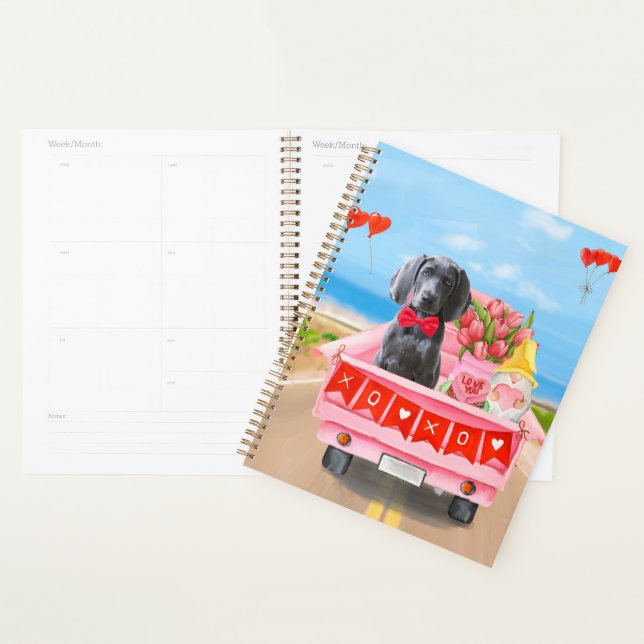 Weimaraner Dog Valentine's Day Truck Hearts Planner (Display)