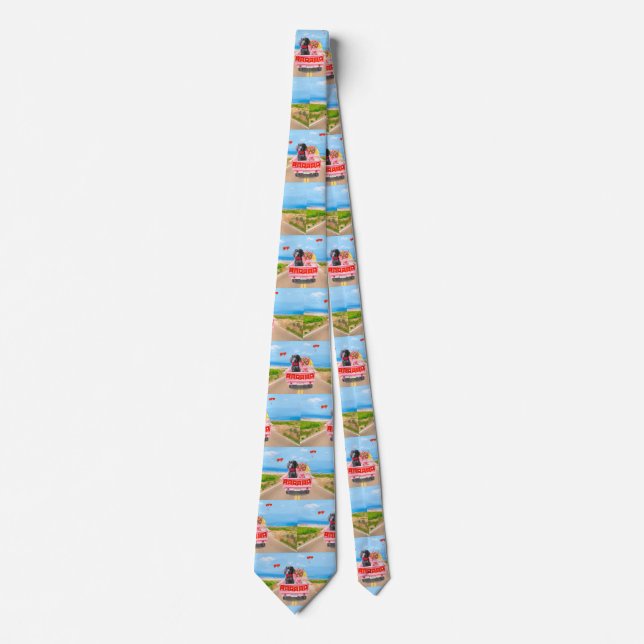 Weimaraner Dog Valentine's Day Truck Hearts Tie (Front)