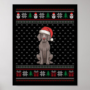 Weimaraner Dog Wearing Santa Hat Ugly Xmas Dog Lov Poster