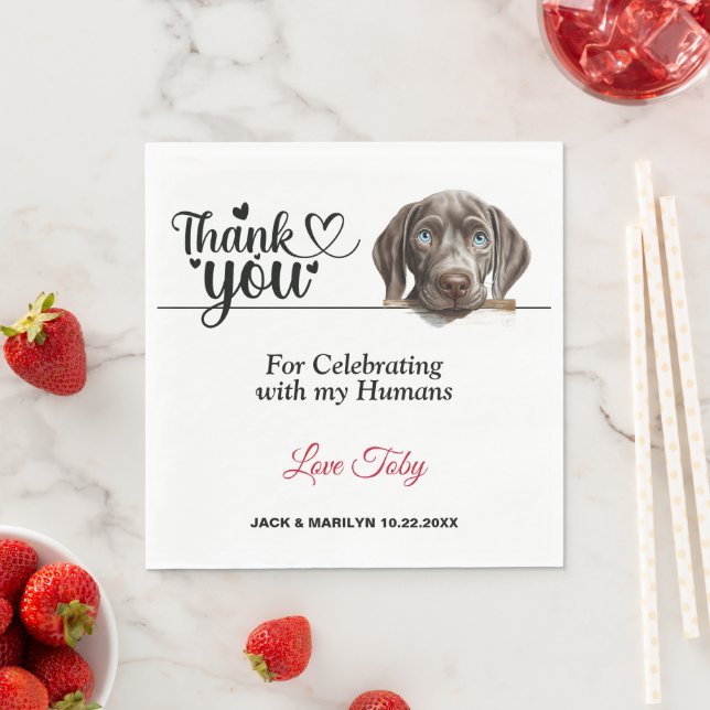 Weimaraner Dog Wedding Thank You Napkin (Insitu)