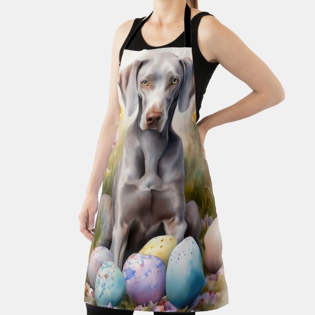 Weimaraner Dog with Easter Eggs Holiday Apron (Insitu)