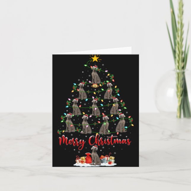 Weimaraner Dog Xmas Lights Santa Weimaraner Christ Card (Front)