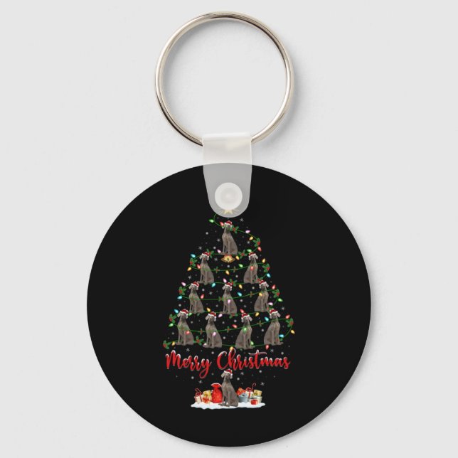 Weimaraner Dog Xmas Lights Santa Weimaraner Christ Key Ring (Front)