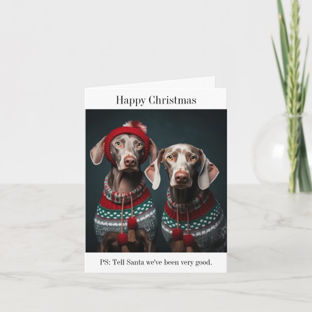 Weimaraner Dogs  Christmas Card (Front)