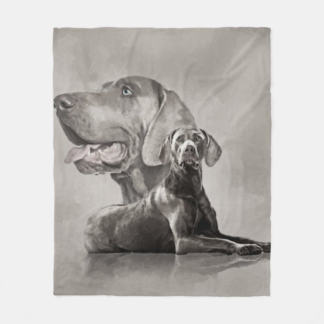 Weimaraner Dogs Collage #2 Fleece Blanket (Front)