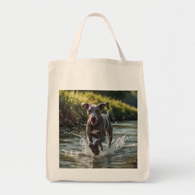 Weimaraner Elegant Grocery Tote Bag (Front)